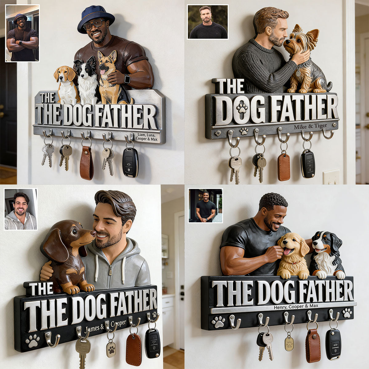 The Dog Father - Personalized Dog Custom Shaped Hanging Rack
