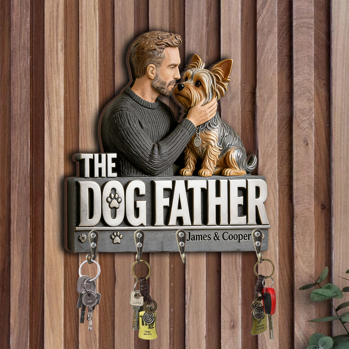The Dog Father - Personalized Dog Custom Shaped Hanging Rack