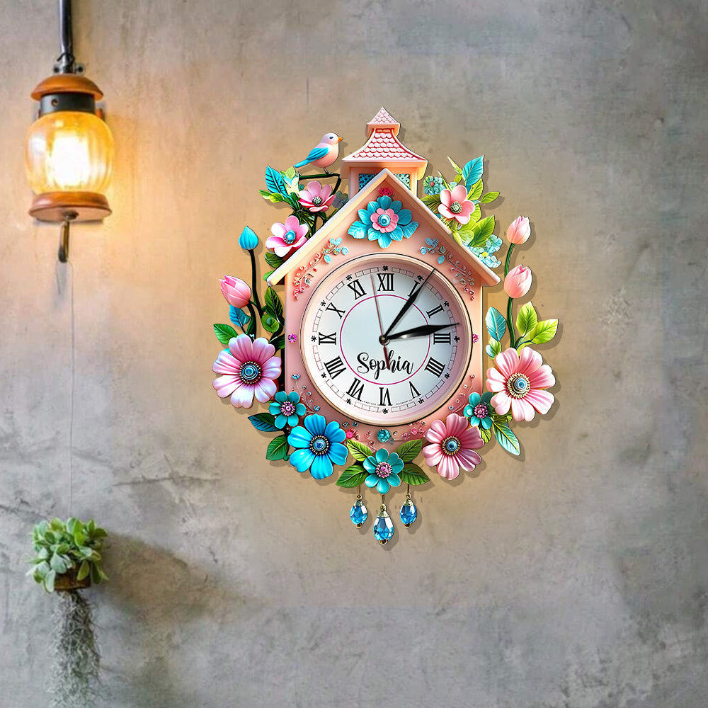 Spring Flowers - Personalized Family LED Light Wall Clock
