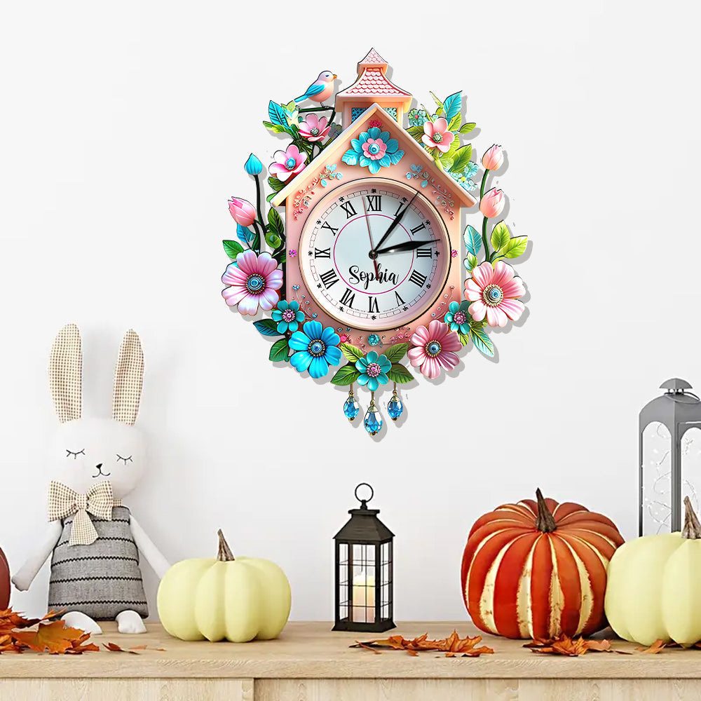 Spring Flowers - Personalized Family LED Light Wall Clock