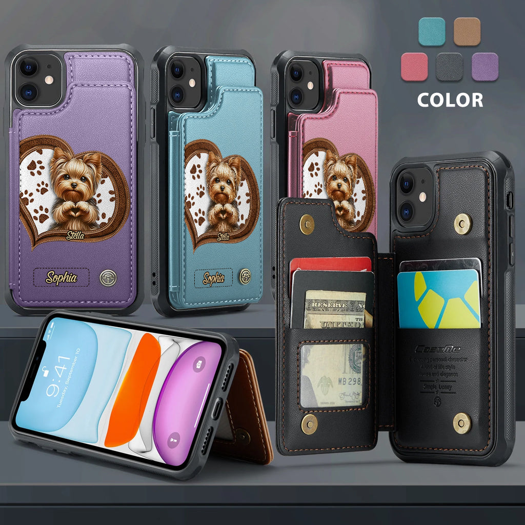 Puppy/ Kitty Makes Heart Hands - Personalized Dog Wallet Phone Case