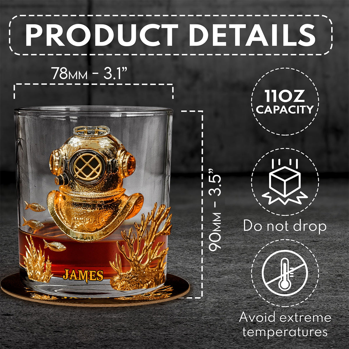 Scuba Diving Lovers Gift - Personalized Scuba Diving Whiskey Glass
