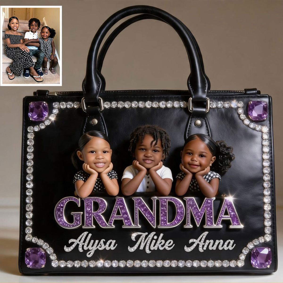 Mother's Day Gift, Custom From Any Photo - Personalized Mother Leather Handbag