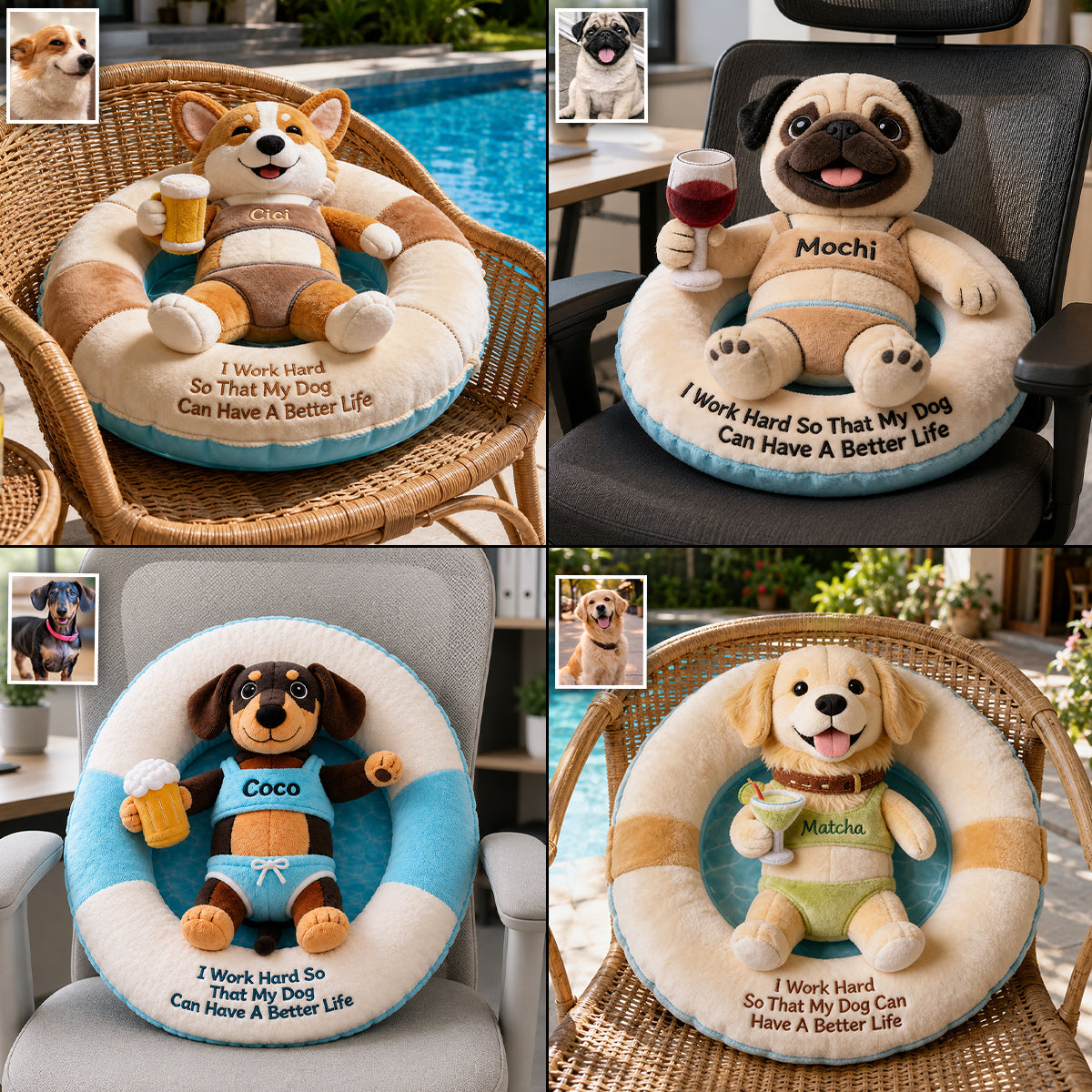 Working Hard - Personalized Dog Premium Faux Fur Pillow
