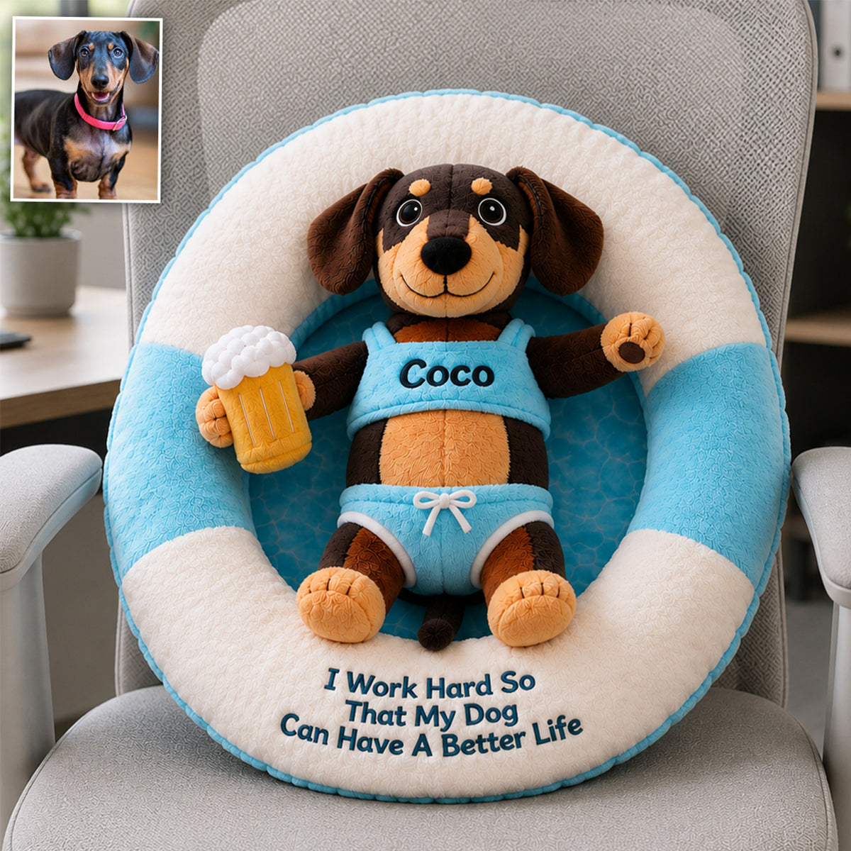 Working Hard - Personalized Dog Premium Faux Fur Pillow