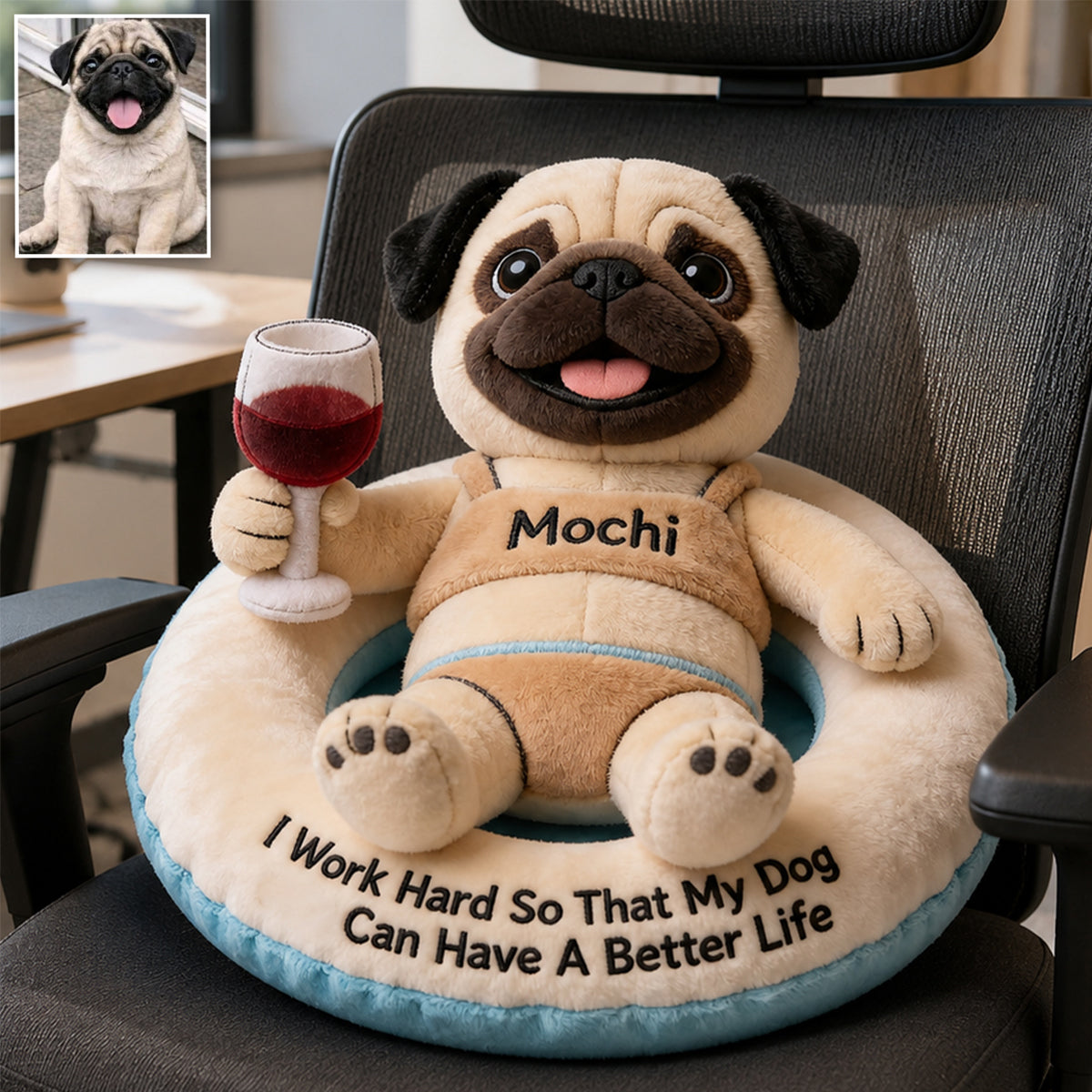 Working Hard - Personalized Dog Premium Faux Fur Pillow