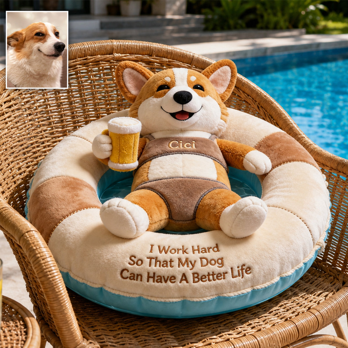 Working Hard - Personalized Dog Premium Faux Fur Pillow