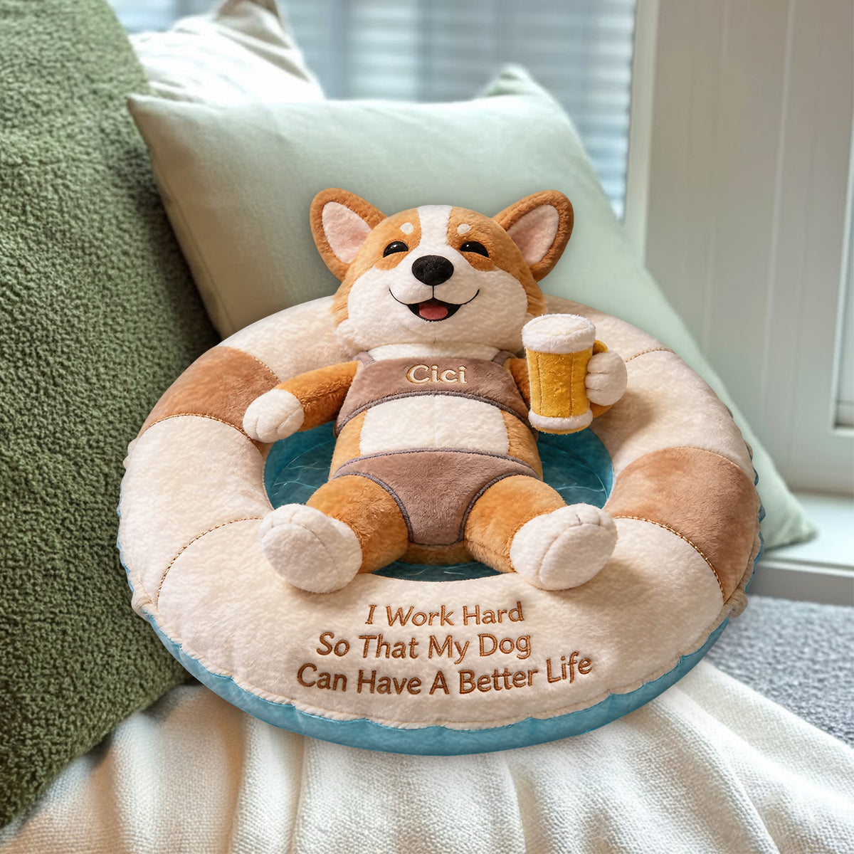 Working Hard - Personalized Dog Premium Faux Fur Pillow