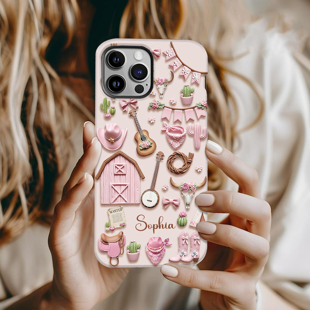 Pink Cowgirl - Personalized Cowgirl Full Print Phone Case