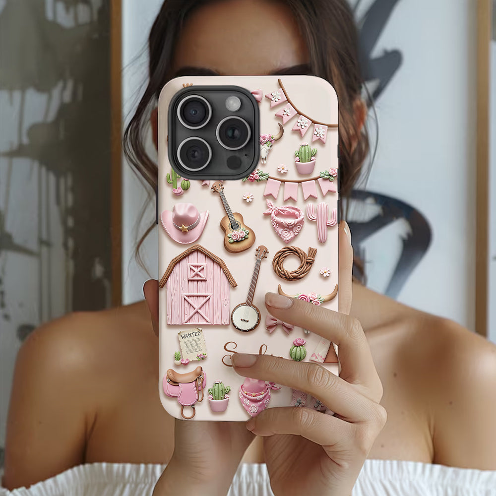 Pink Cowgirl - Personalized Cowgirl Full Print Phone Case