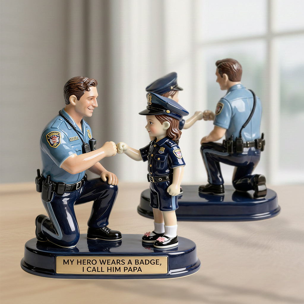 Our Hero Wears A Badge We Call Him Dad - Personalized Police Officer Premium 3D Figurine
