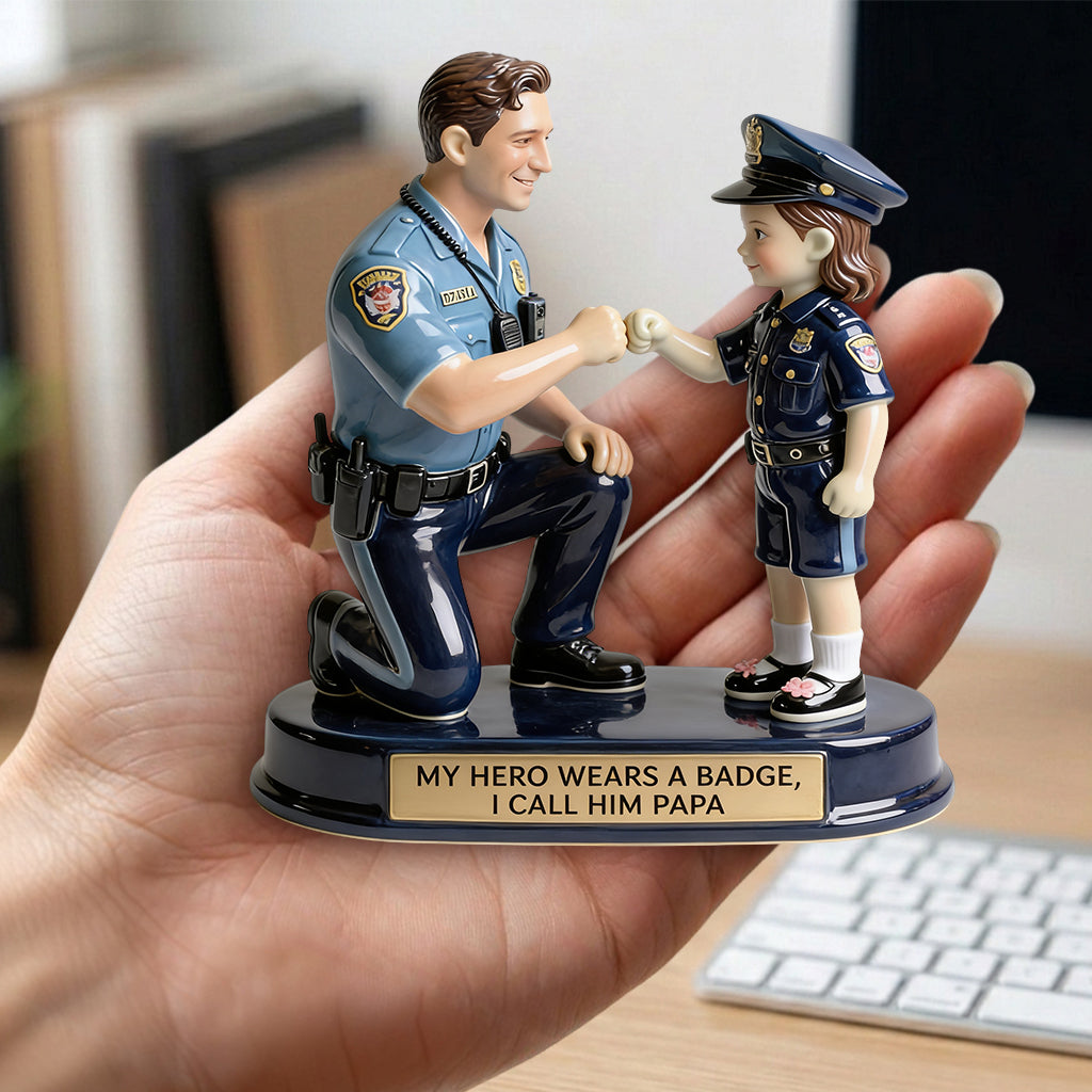 Our Hero Wears A Badge We Call Him Dad - Personalized Police Officer Premium 3D Figurine