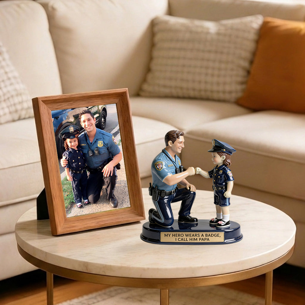 Our Hero Wears A Badge We Call Him Dad - Personalized Police Officer Premium 3D Figurine