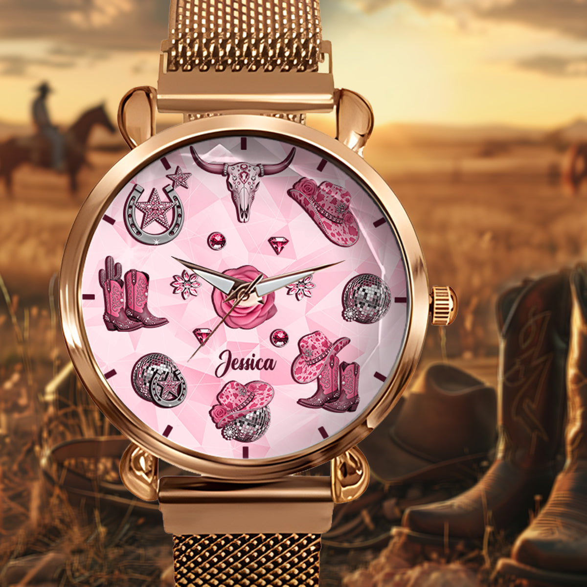 Sparkling Cowgirl - Personalized Cowgirl Women Hand Watch