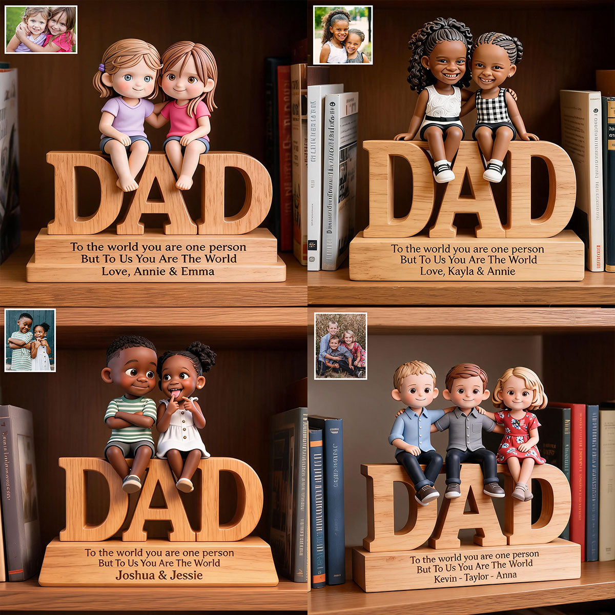 You Are The World - Personalized Father Custom Shaped Wood Plaque
