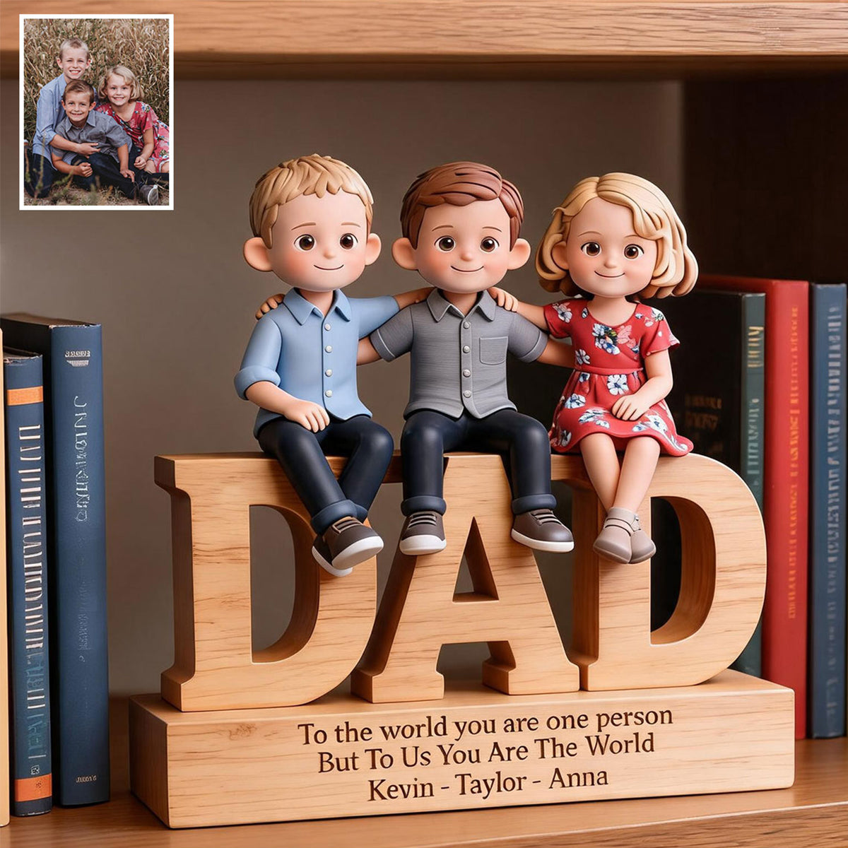 You Are The World - Personalized Father Custom Shaped Wood Plaque