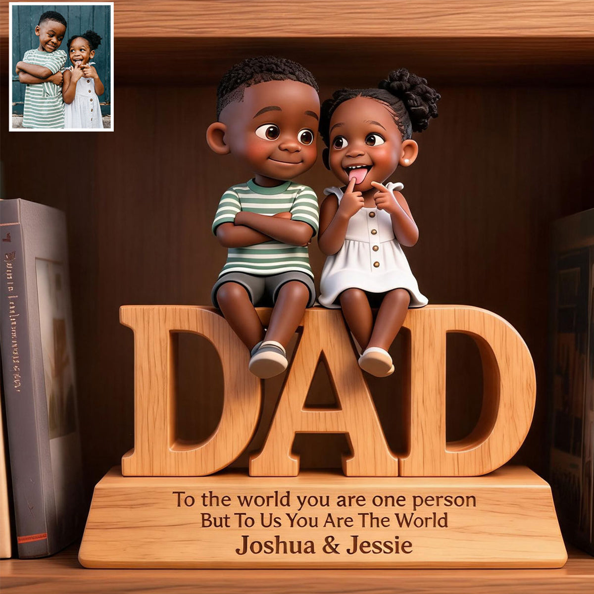 You Are The World - Personalized Father Custom Shaped Wood Plaque