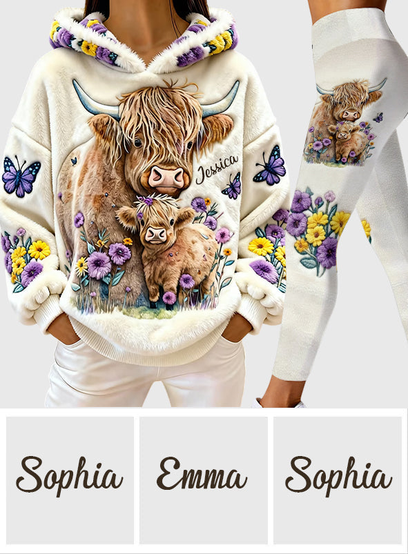 Love Highland Cow - Personalized Highland Cow Hoodie and Leggings