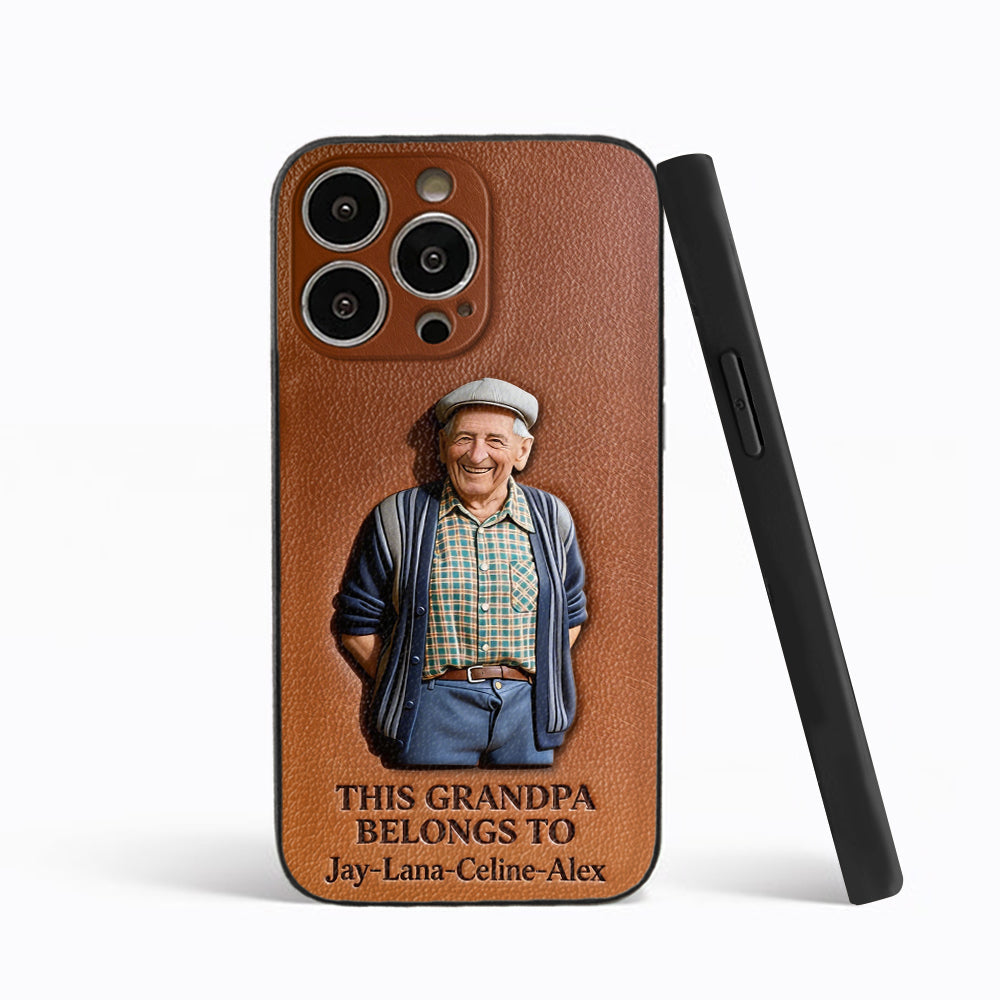 Together Always Case - Personalized Grandpa 3D Embossed Leather Phone Case
