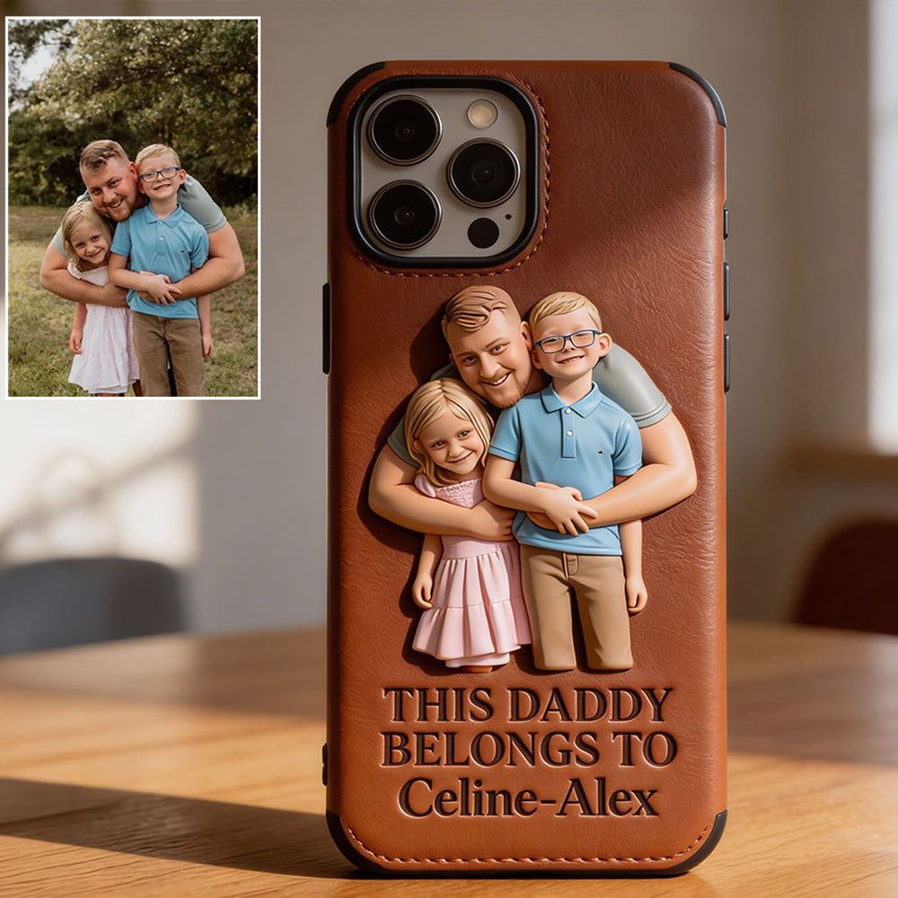 Together Always Case - Personalized Grandpa 3D Embossed Leather Phone Case