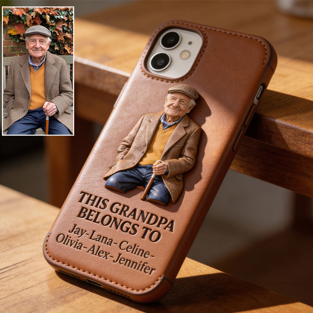 Together Always Case - Personalized Grandpa 3D Embossed Leather Phone Case
