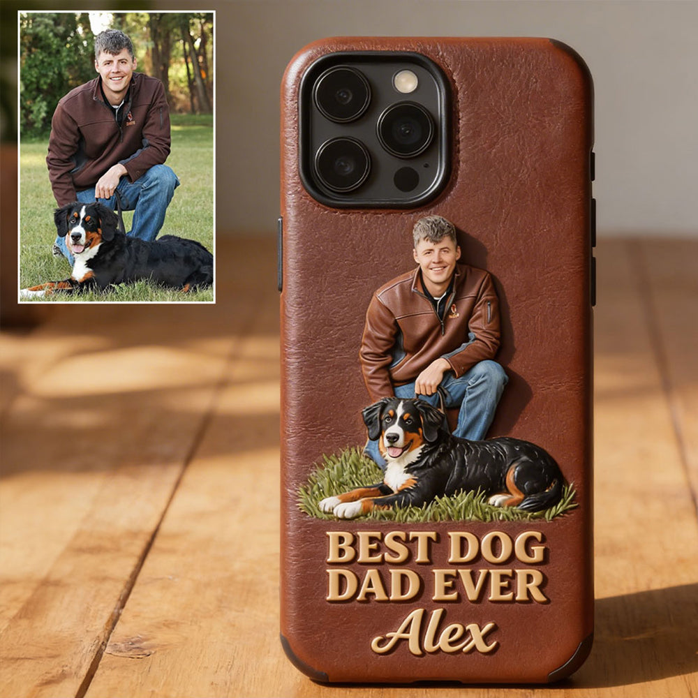 Together Always Case - Personalized Grandpa 3D Embossed Leather Phone Case