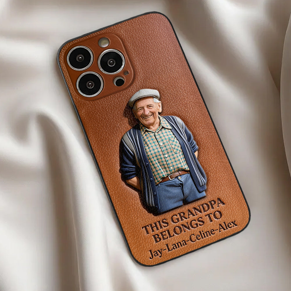 Together Always Case - Personalized Grandpa 3D Embossed Leather Phone Case