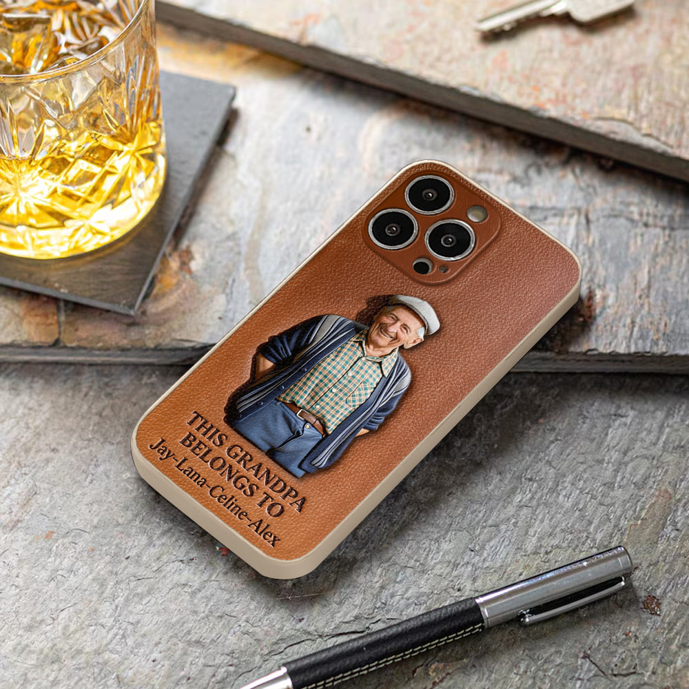 Together Always Case - Personalized Grandpa 3D Embossed Leather Phone Case