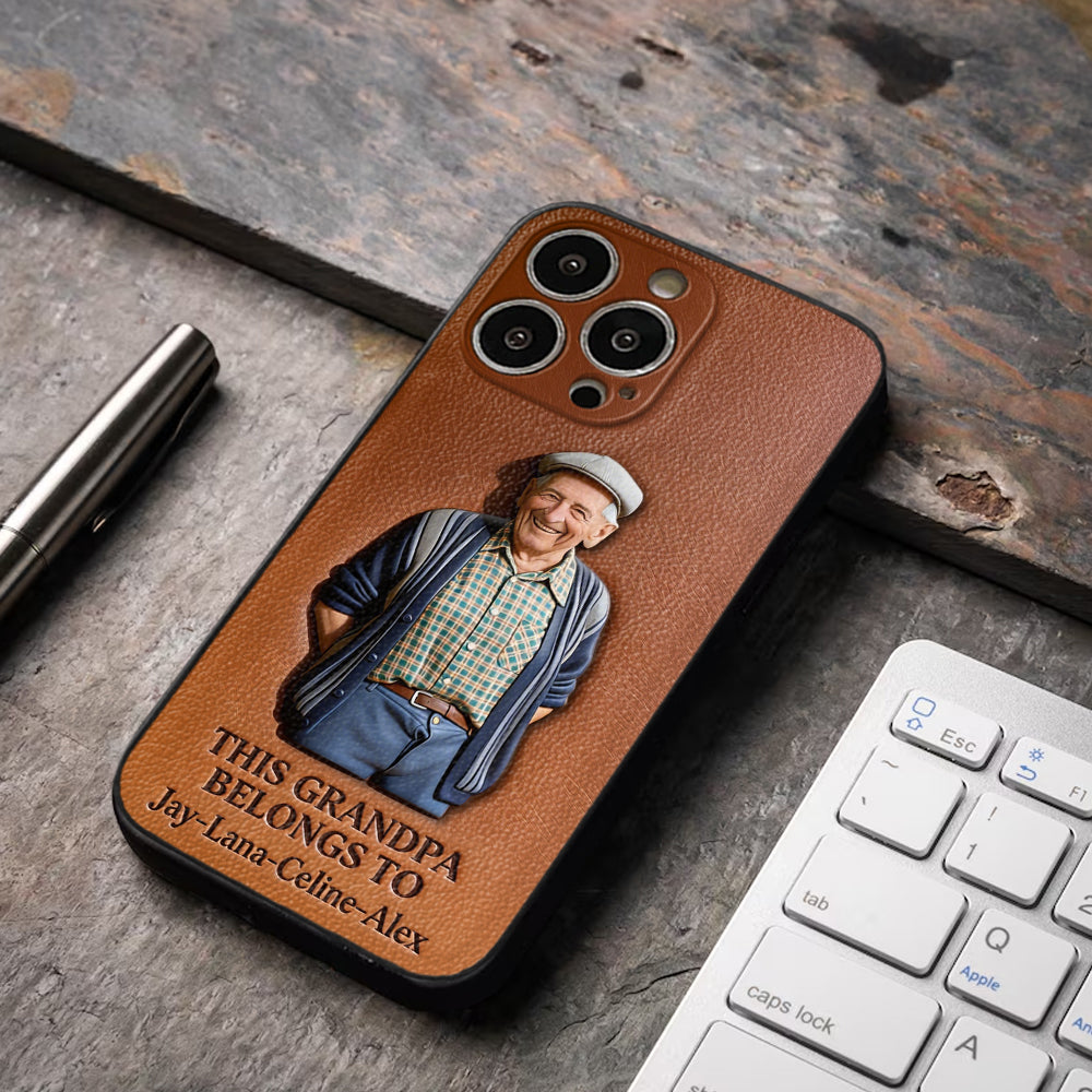 Together Always Case - Personalized Grandpa 3D Embossed Leather Phone Case
