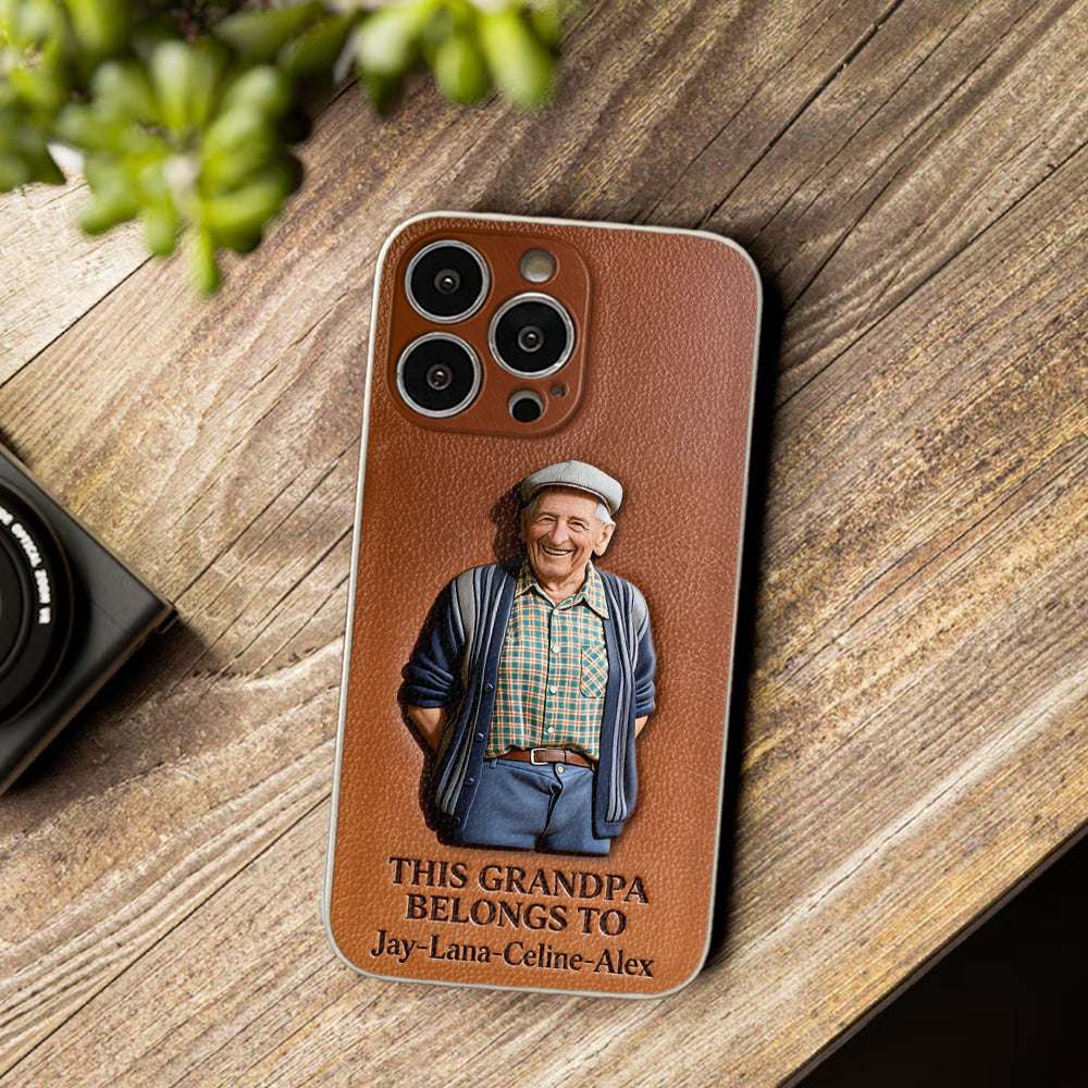 Together Always Case - Personalized Grandpa 3D Embossed Leather Phone Case
