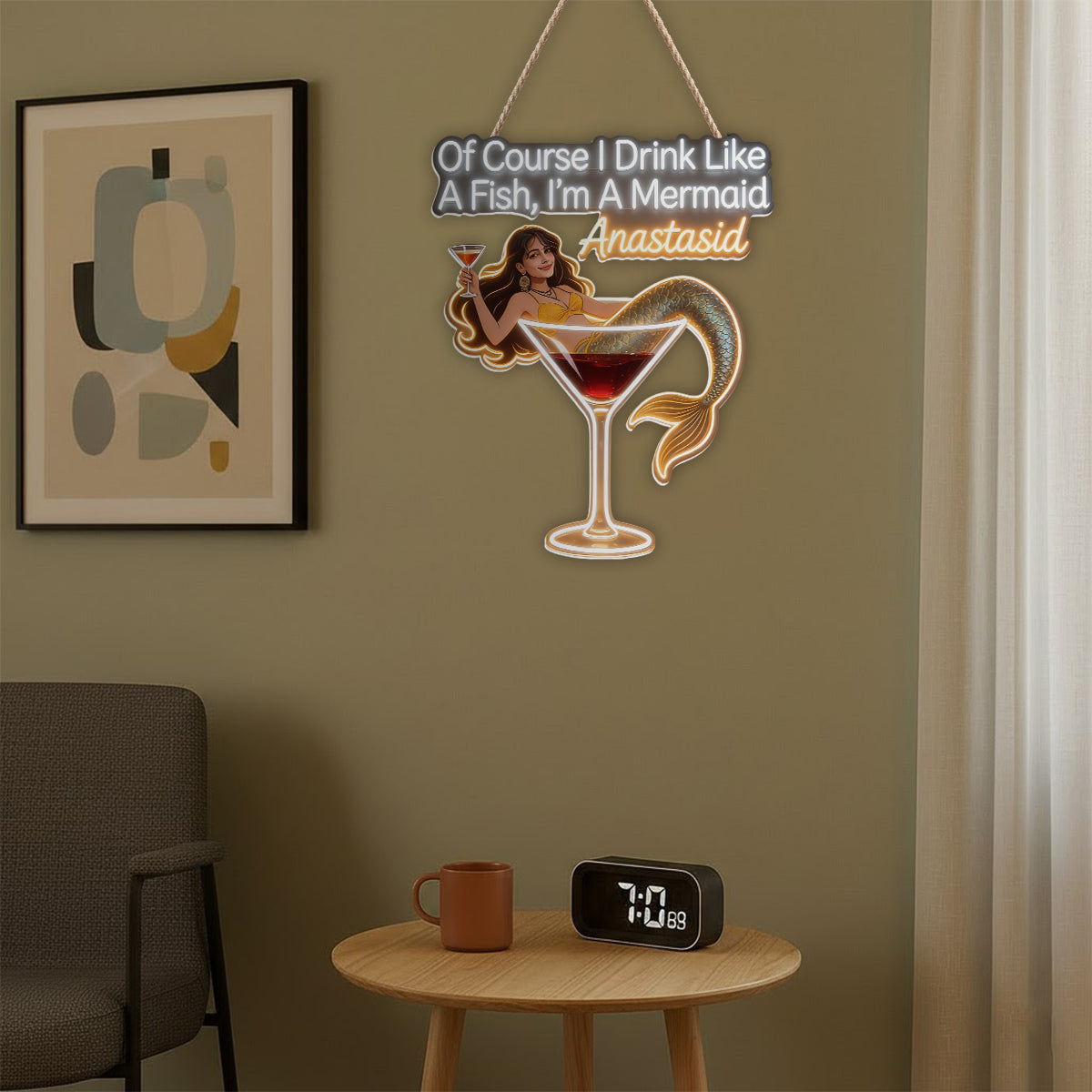 Tipsy Mermaid - Personalized Cocktail LED Light Acrylic Sign