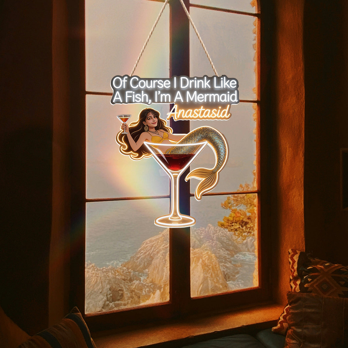 Tipsy Mermaid - Personalized Cocktail LED Light Acrylic Sign