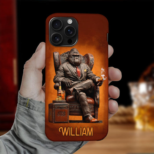Whiskey & Cigar Gorilla - Personalized Whisky Full Print Phone Case