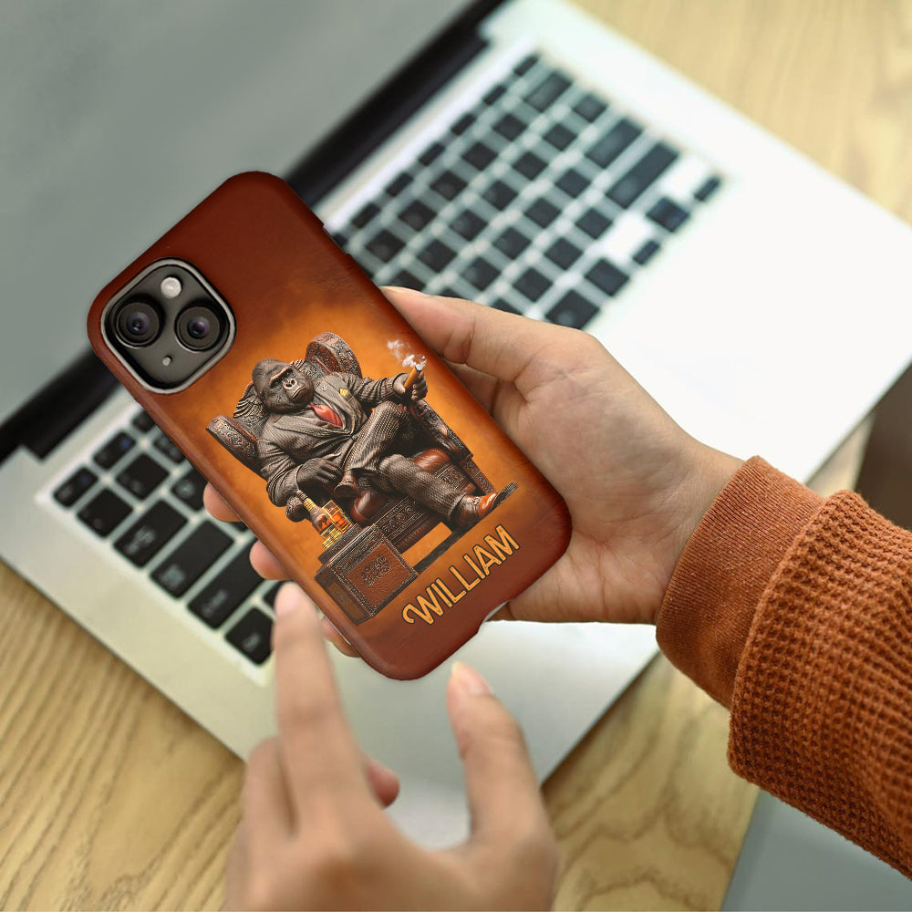 Whiskey & Cigar Gorilla - Personalized Whisky Full Print Phone Case