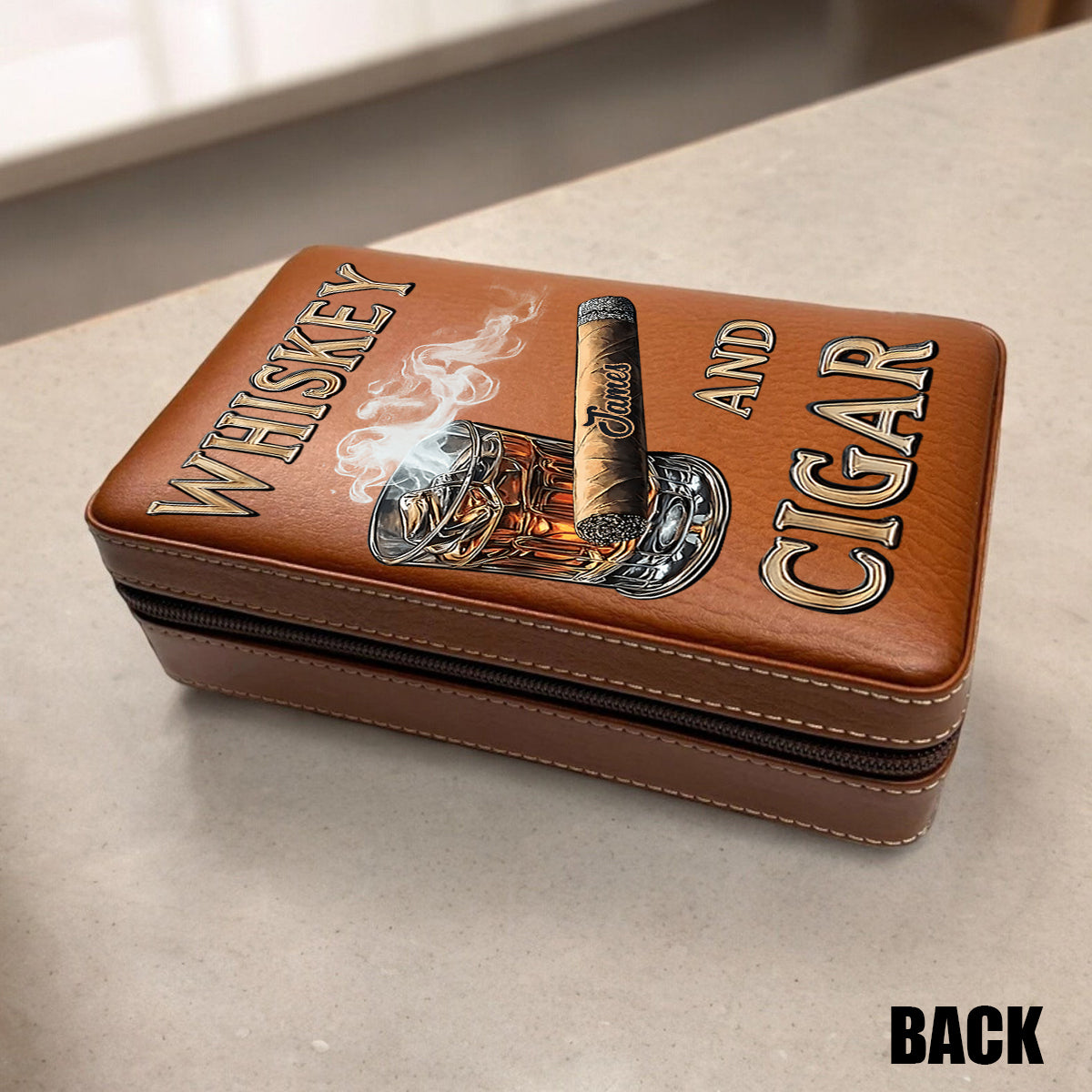 Whiskey And Cigar - Personalized Whisky Travel Cigar Humidor Case