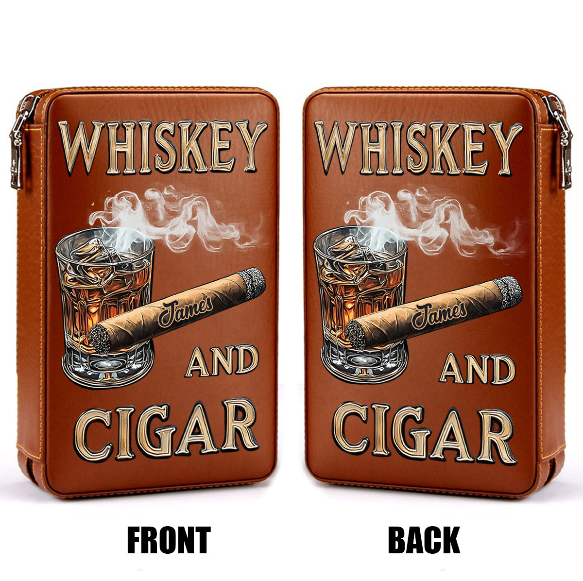 Whiskey And Cigar - Personalized Whisky Travel Cigar Humidor Case