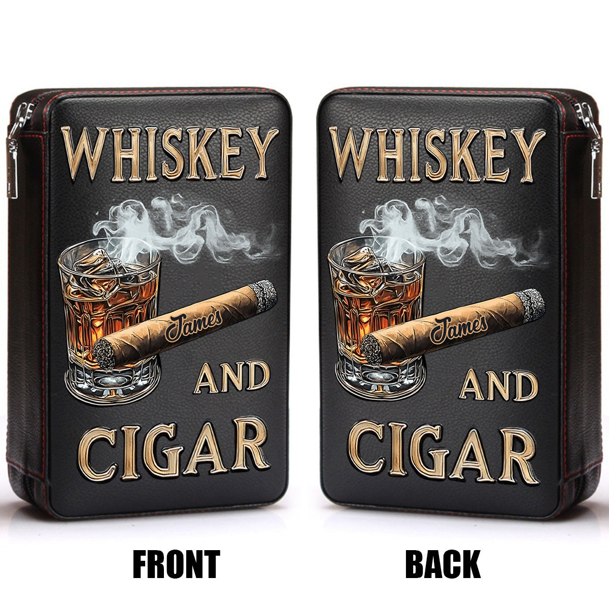 Whiskey And Cigar - Personalized Whisky Travel Cigar Humidor Case