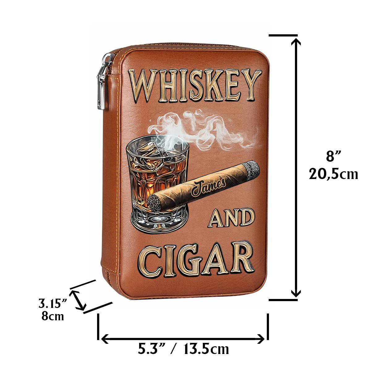 Whiskey And Cigar - Personalized Whisky Travel Cigar Humidor Case