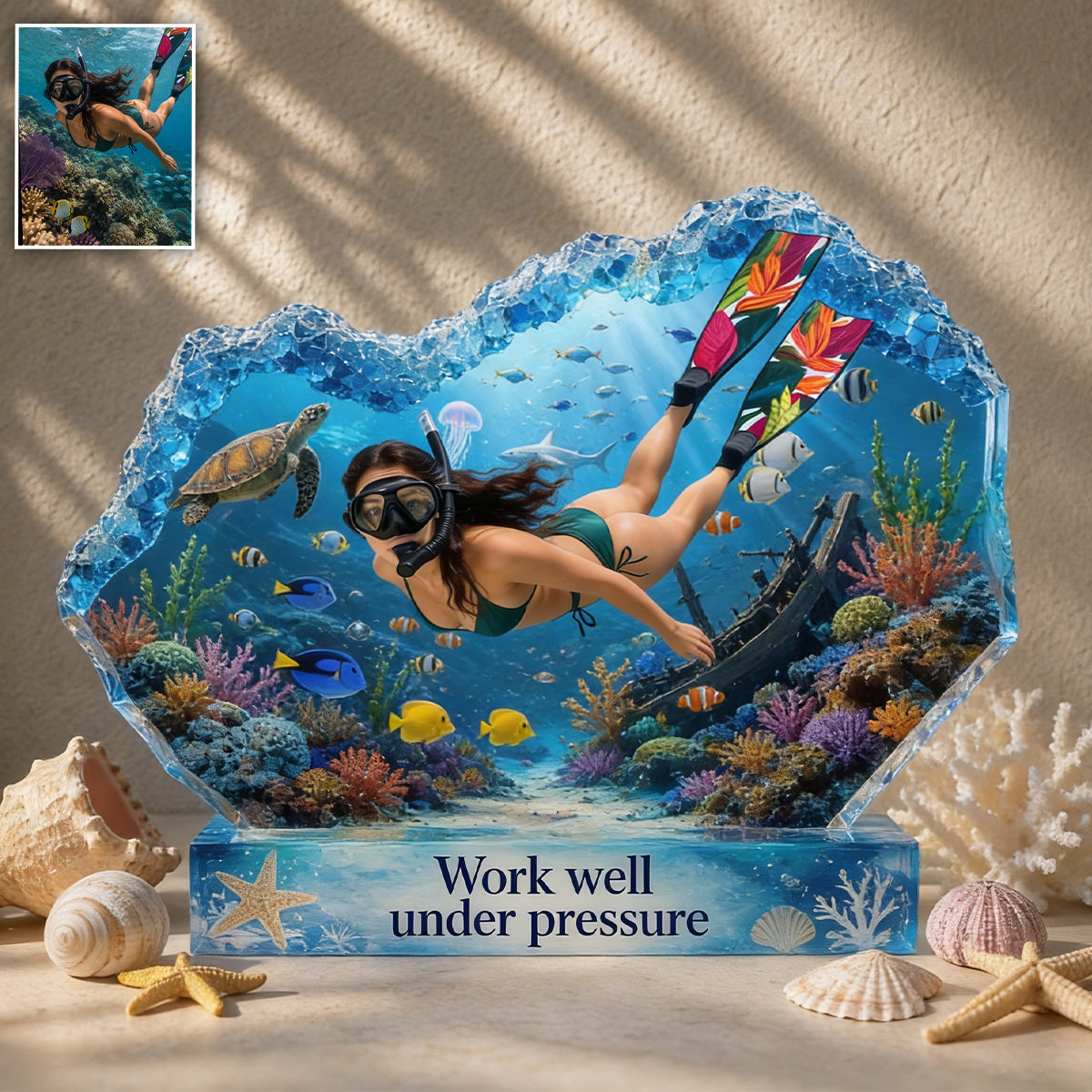 Love Surfing, Sea Lover Gift - Personalized Scuba Diving Custom Shaped Acrylic Plaque