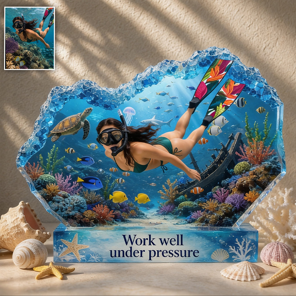 Love Surfing, Sea Lover Gift - Personalized Scuba Diving Custom Shaped Acrylic Plaque