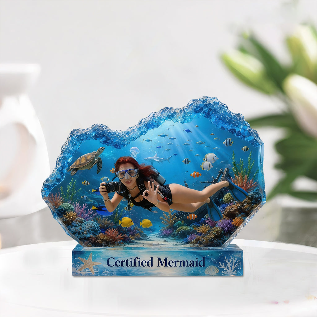 Love Surfing, Sea Lover Gift - Personalized Scuba Diving Custom Shaped Acrylic Plaque
