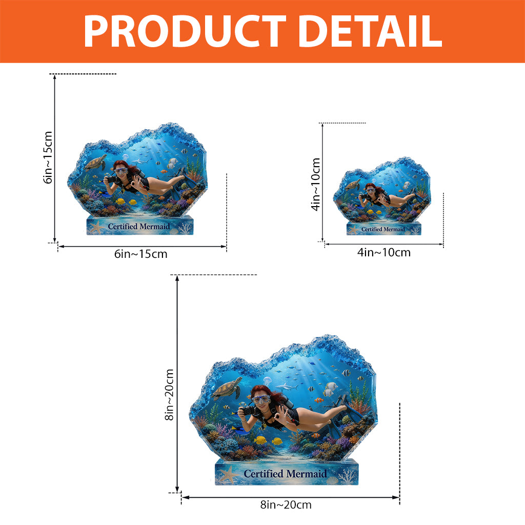 Love Surfing, Sea Lover Gift - Personalized Scuba Diving Custom Shaped Acrylic Plaque