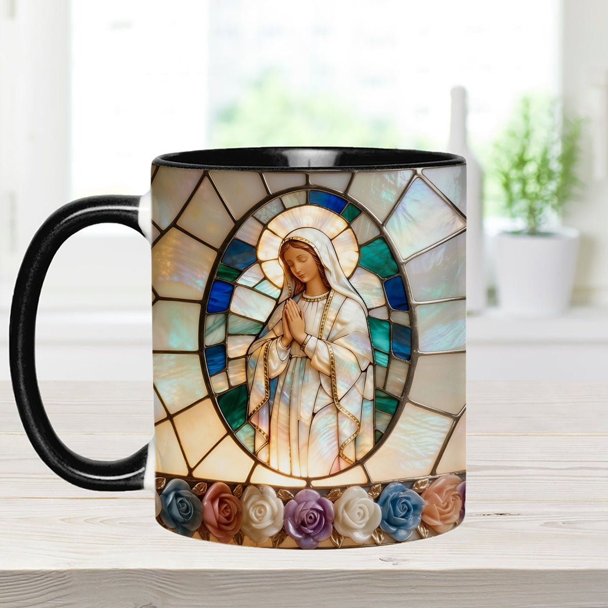 Our Lady of Grace - Personalized Christian Set Accent Mug with Acrylic Stirrers