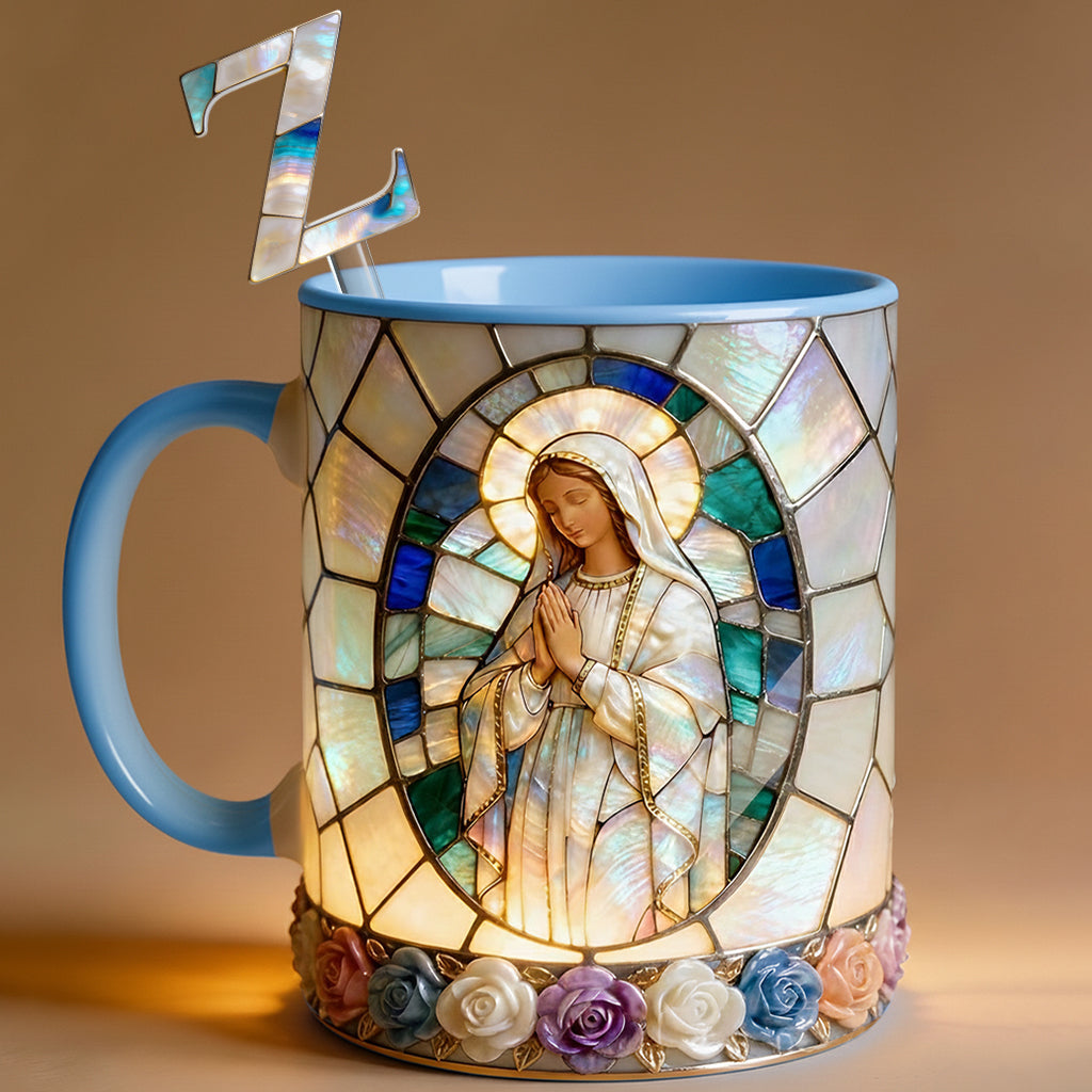 Our Lady of Grace - Personalized Christian Set Accent Mug with Acrylic Stirrers