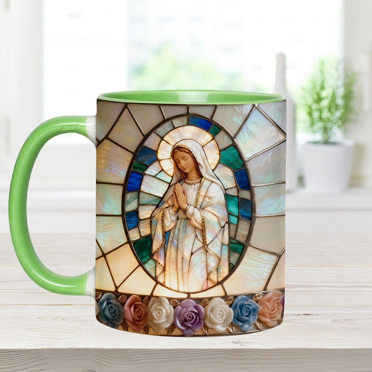 Our Lady of Grace - Personalized Christian Set Accent Mug with Acrylic Stirrers