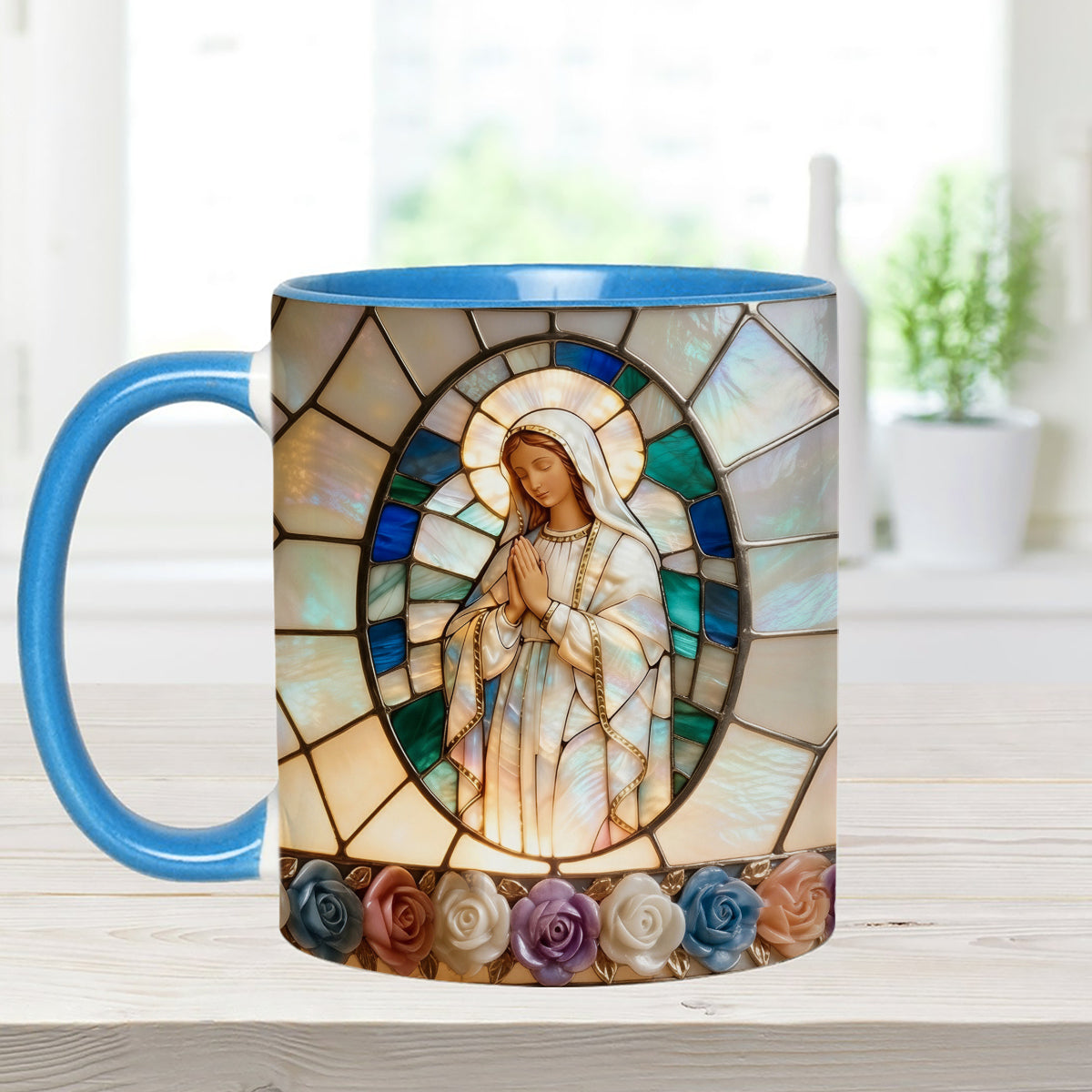 Our Lady of Grace - Personalized Christian Set Accent Mug with Acrylic Stirrers