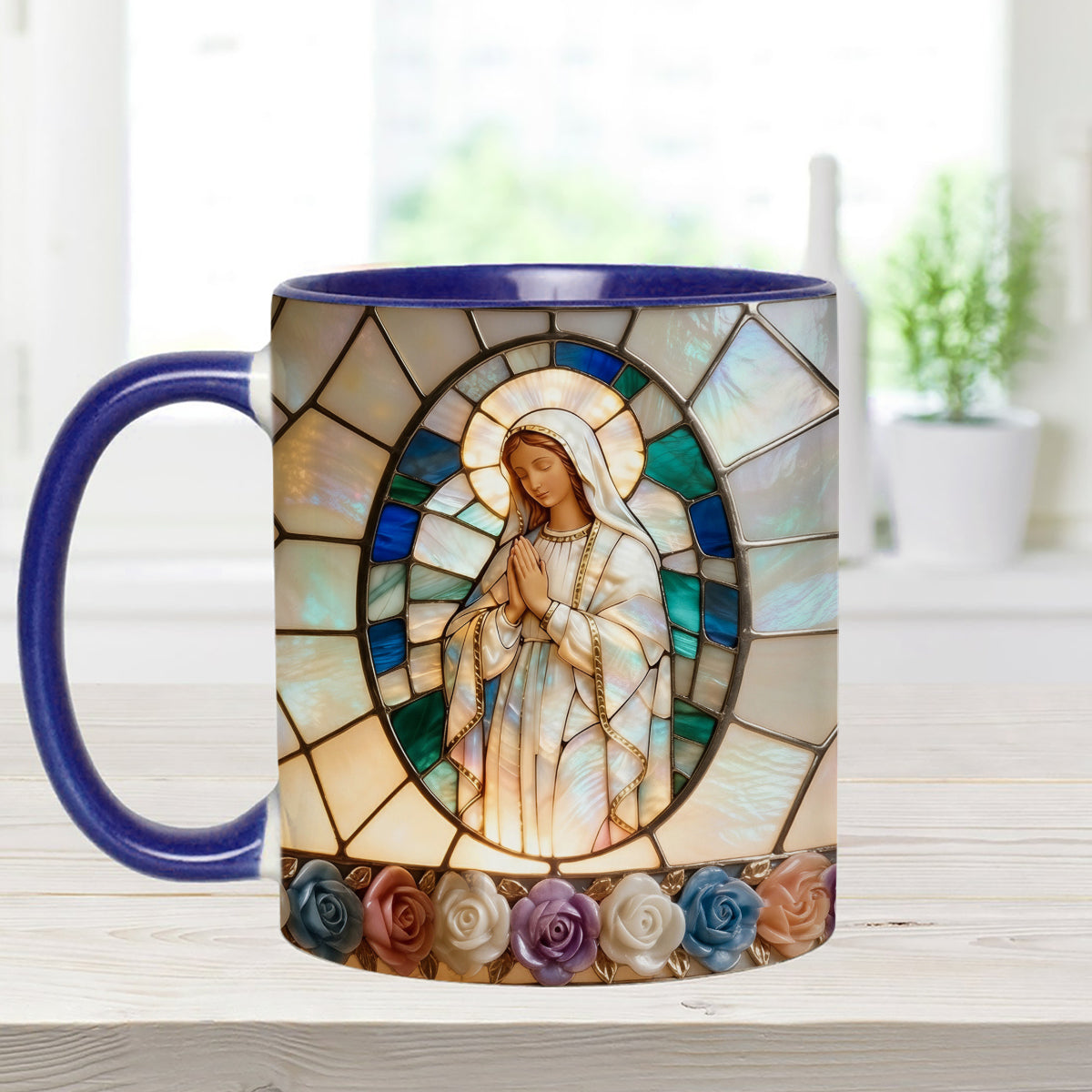 Our Lady of Grace - Personalized Christian Set Accent Mug with Acrylic Stirrers