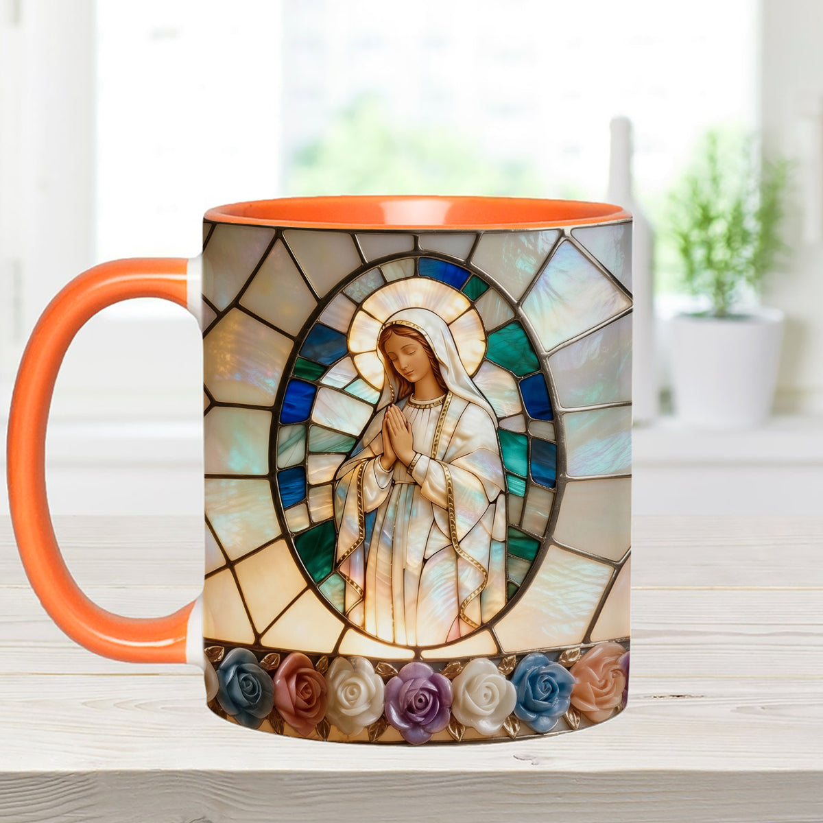Our Lady of Grace - Personalized Christian Set Accent Mug with Acrylic Stirrers