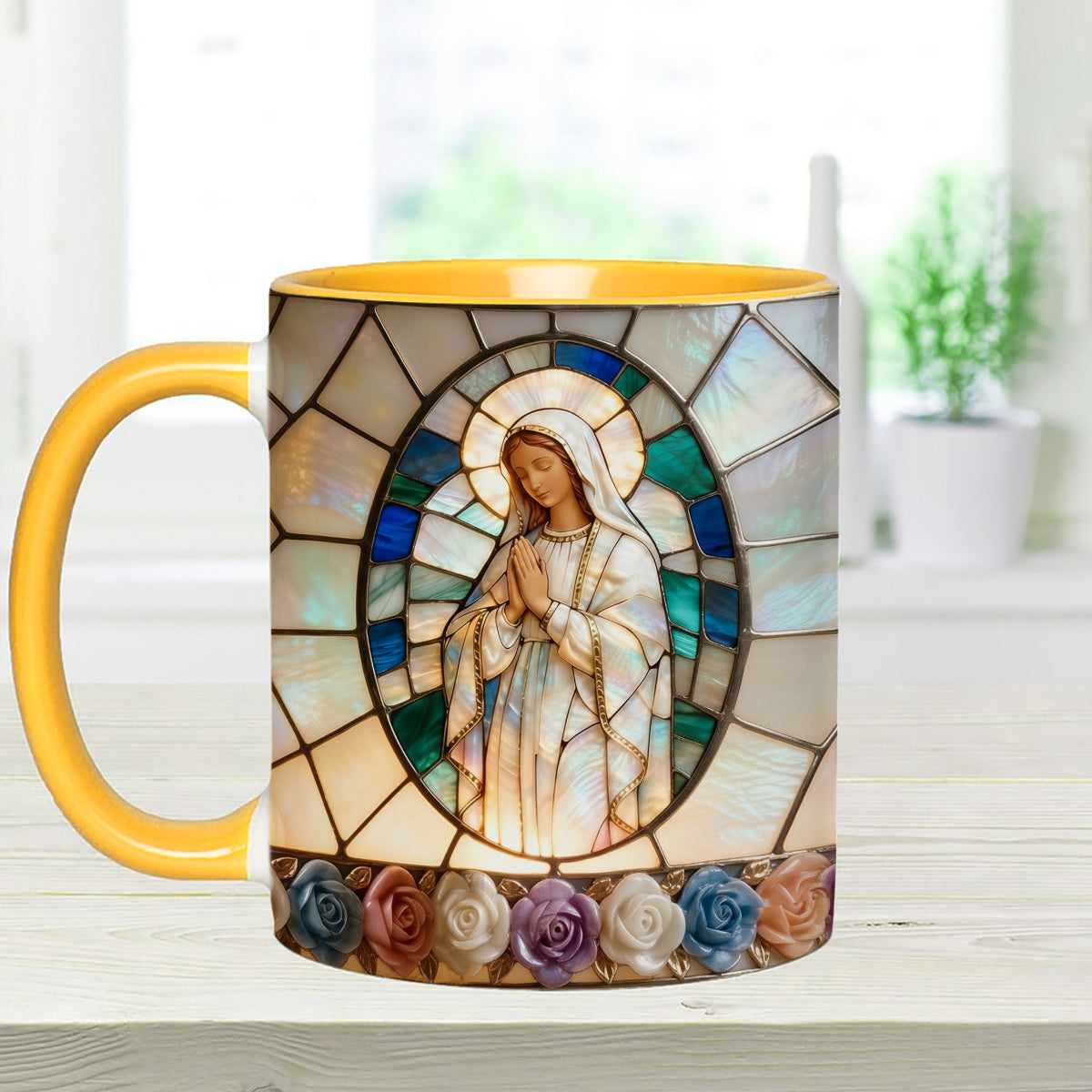 Our Lady of Grace - Personalized Christian Set Accent Mug with Acrylic Stirrers