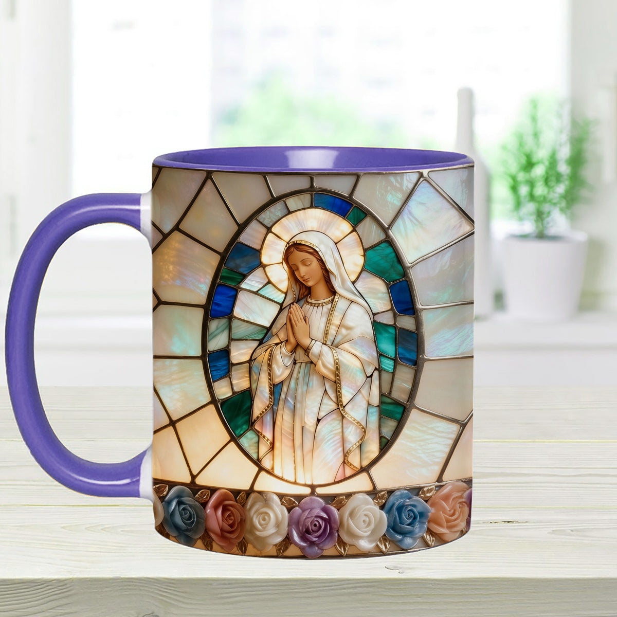 Our Lady of Grace - Personalized Christian Set Accent Mug with Acrylic Stirrers